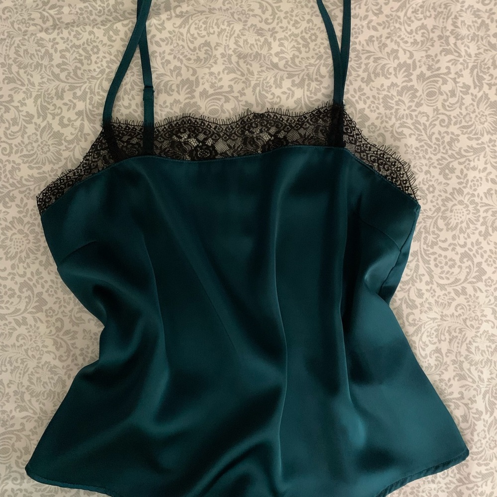 Forever 21 Dark Green Lace Trim Cami